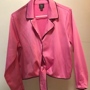 Hot pink Silk button up top